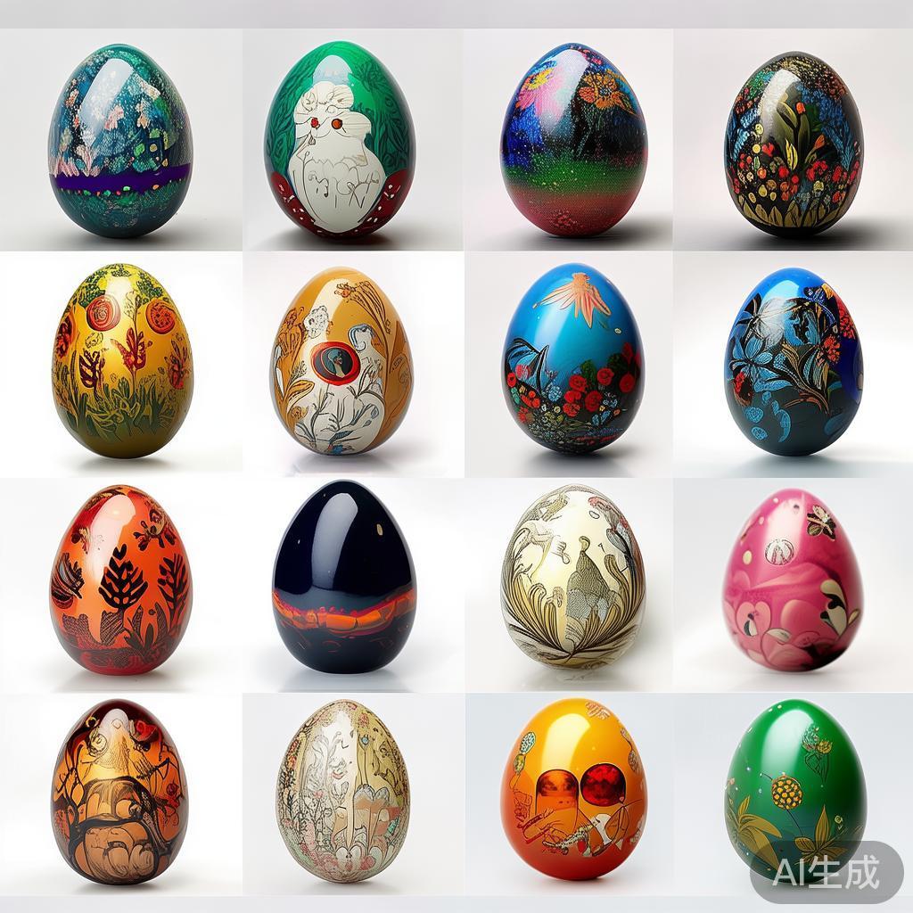 在这些图片中，我们可以看到多种多样的彩蛋设计。有的