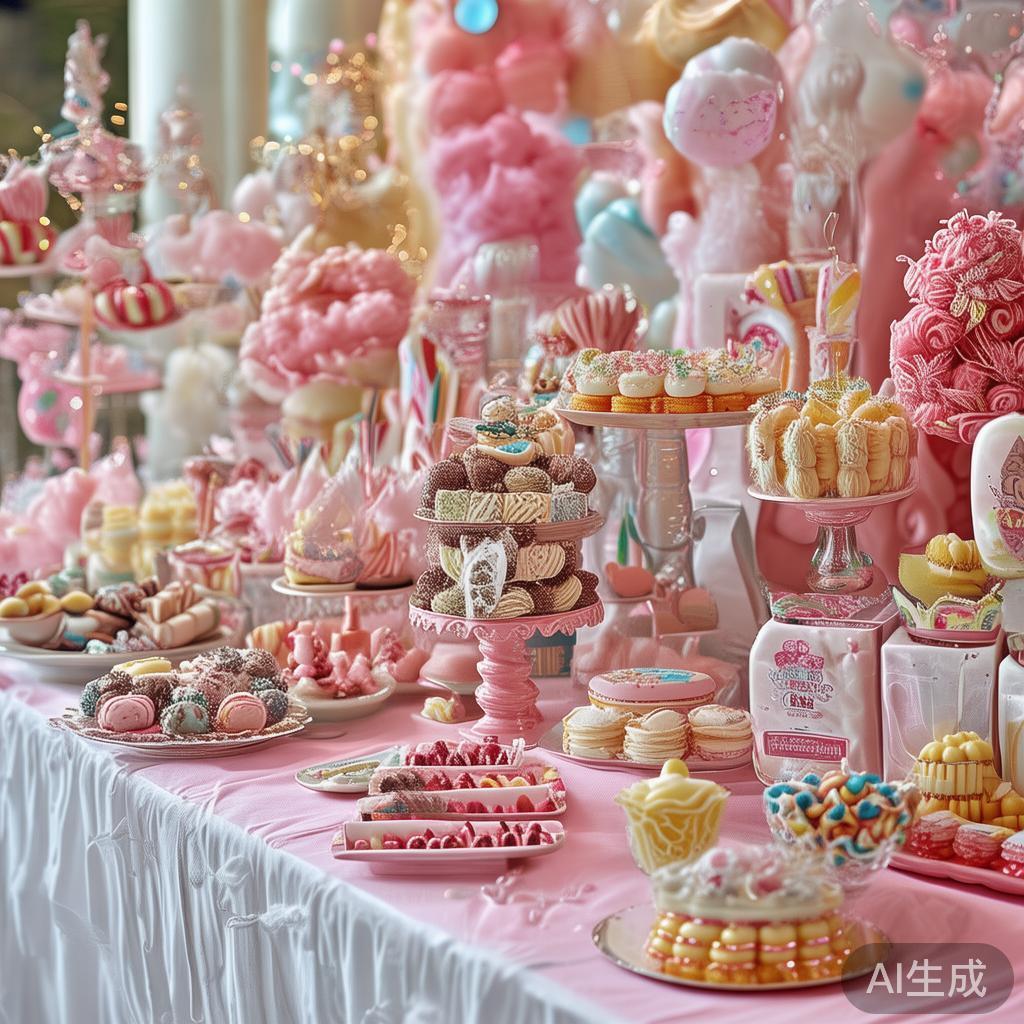 在糖果派对中，细节决定品质。例如，精美的糖果桌可以