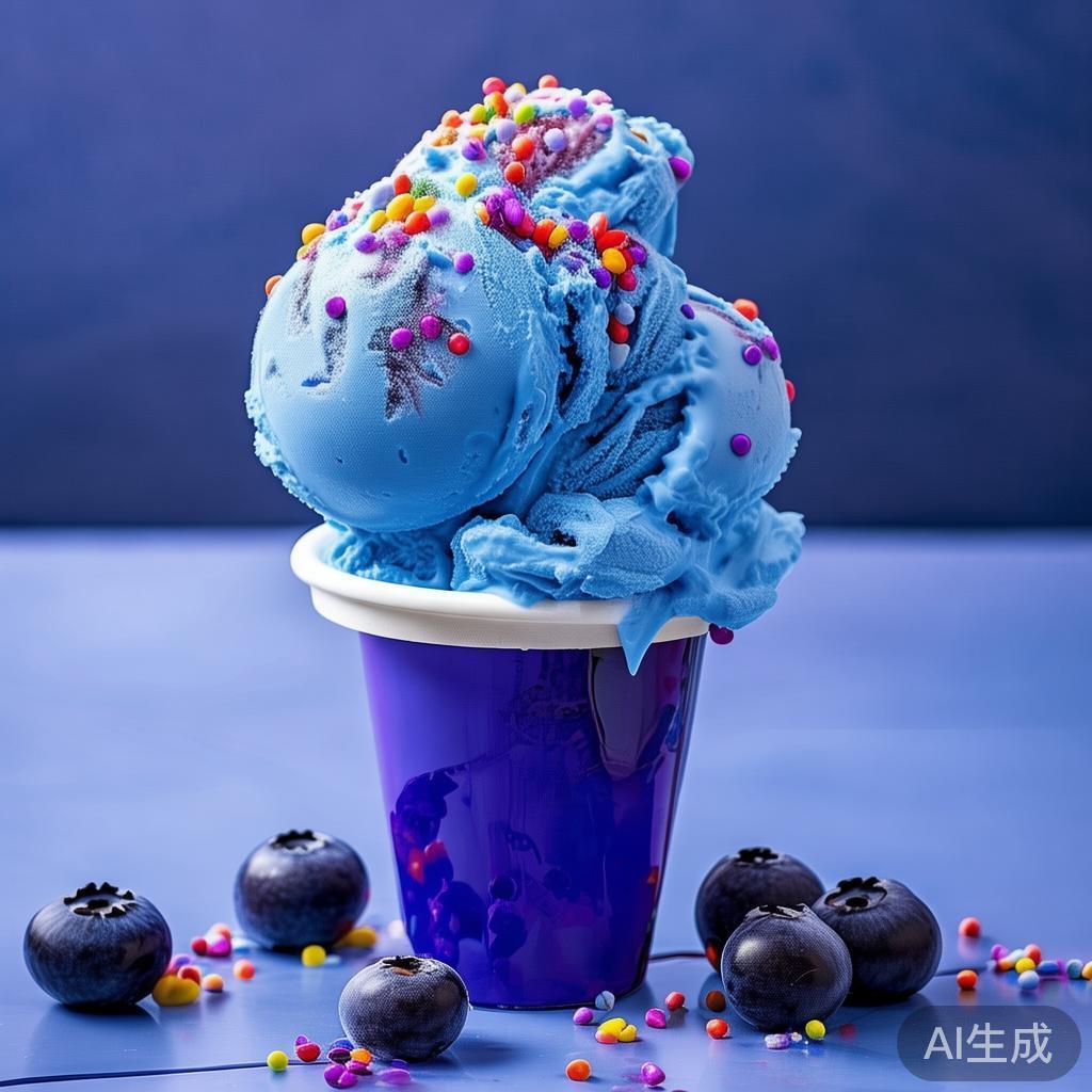 创新设计的蓝色冰淇淋与糖果
近年来，随着甜品行业